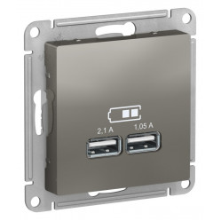ATLASDESIGN USB РОЗЕТКА, 5В, 1 порт x 2,1 А, 2 порта х 1,05 А, механизм, СТАЛЬ
