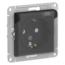 ATN441046 - AtlasDesign AQUA розетка с заземлением  со шторк с крышк., 16А, IP44, карбон