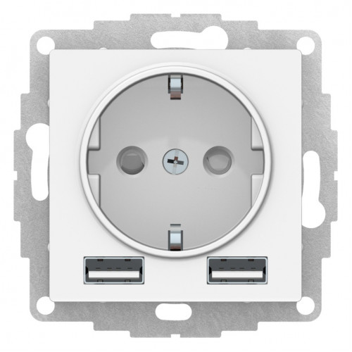 ATN000130 - AtlasDesign SO + USB розетка A+A, 5В/2,4А, 2х5В/1,2А, белый