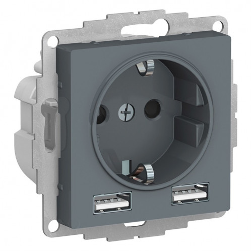 ATN000730 - AtlasDesign SO + USB розетка A+A, 5В/2,4А, 2х5В/1,2А, грифель