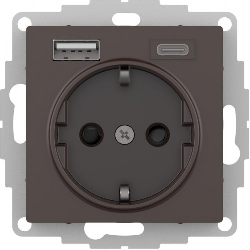 ATN000632 - AtlasDesign РОЗЕТКА 16А c 2 USB A+C, мех, МОККО