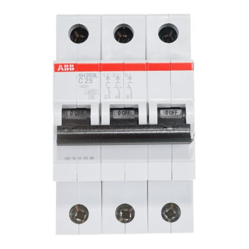 Автоматический выключатель ABB 3P, 25А, тип С, 4.5кА, SH203L
