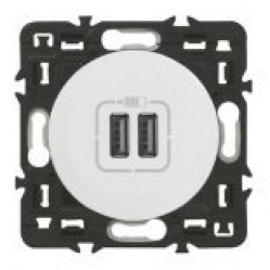 Зарядное устройство 2 * USB 1500 мА. Цвет Белый. Legrand Celiane (Легранд Селиан). 067462+068256+080251