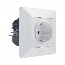 Умная розетка 2К+З 16А 230В со шторками. Цвет Белый. Valena Life NETATMO. 752194
