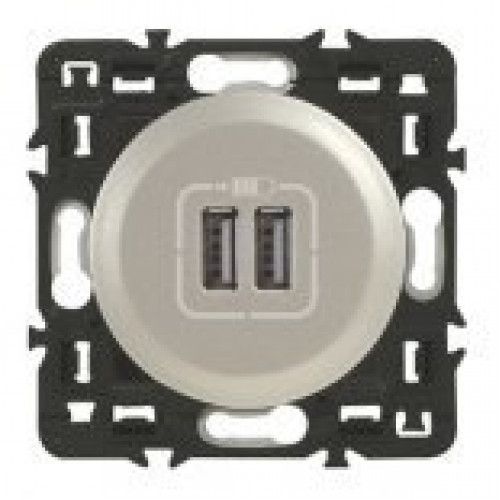 Зарядное устройство 2 * USB 1500 мА. Цвет Титан. Legrand Celiane (Легранд Селиан). 067462+068556+080251