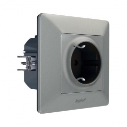 Умная розетка 2К+З 16А 230В со шторками. Цвет Алюминий. Valena Life NETATMO. 752394